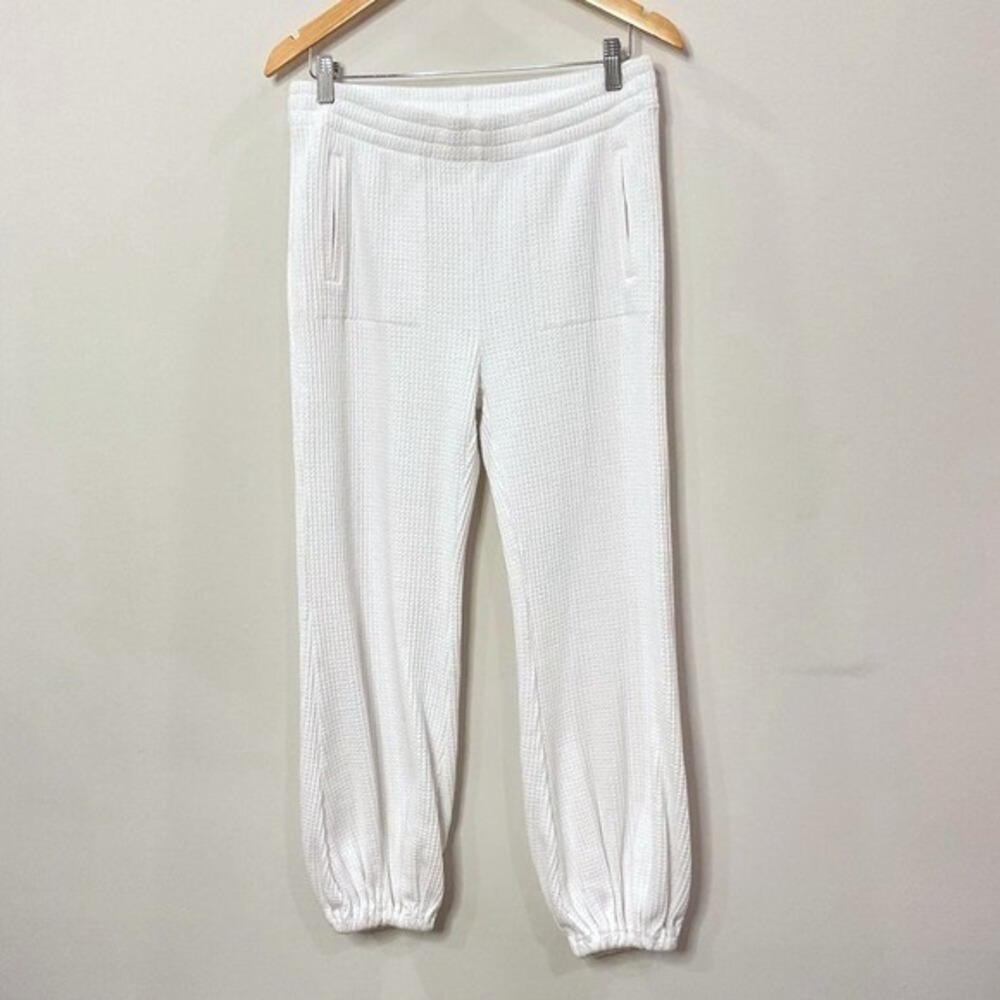 Norma Kamali White Waffle Knit‎ Boyfriend Puff Jog Pant - Picture 3 of 8